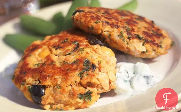 Mediterranean Salmon Cakes with Cucumber Sauce