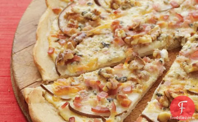 White Pizza With Bacon, Blue Cheese, and Honey