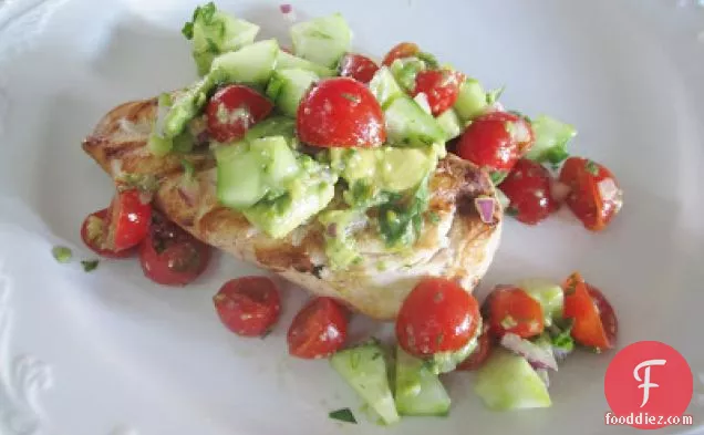 Chicken Breasts With Avocado, Tomato, And Cucumber Salsa