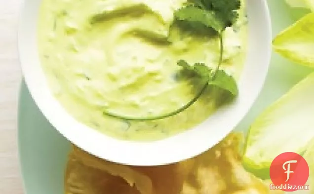 Spicy Yogurt And Cucumber Dip With Pappadams