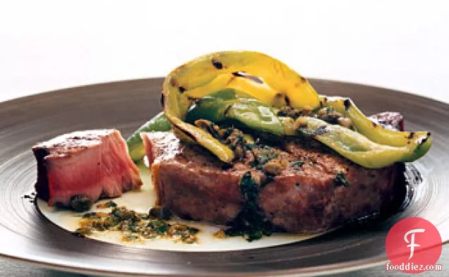 Grilled Tuna and Peppers with Caper Vinaigrette