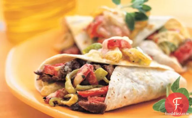 Rio Grande Beef Burritos with Roasted Peppers