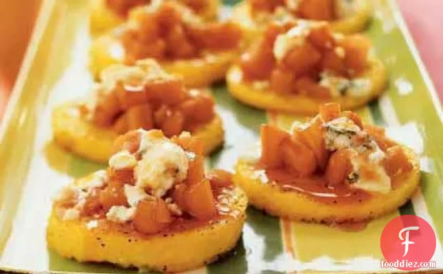 Polenta with Port-Poached Quince and Blue Cheese