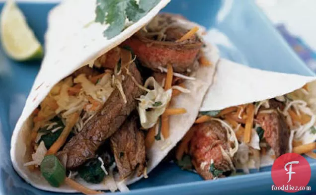 Thai Beef Tacos with Lime-Cilantro Slaw