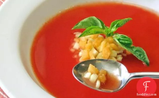 Cold Tomato Soup With Cucumber And Cantaloupe
