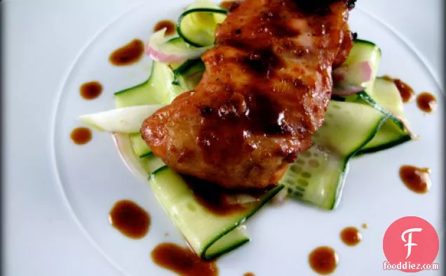 Ketchup-less Spicy Bbq Chicken With Marinated Cukes And Onions