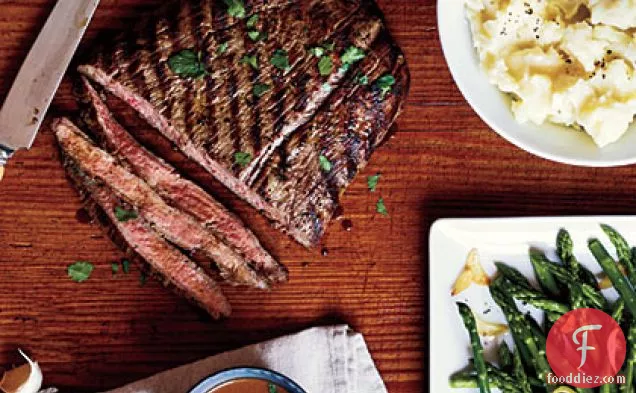 Pan-Grilled Flank Steak with Soy-Mustard Sauce