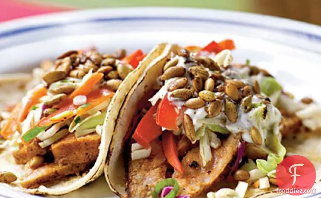 Pork Tacos with Slaw and Spicy Pepitas