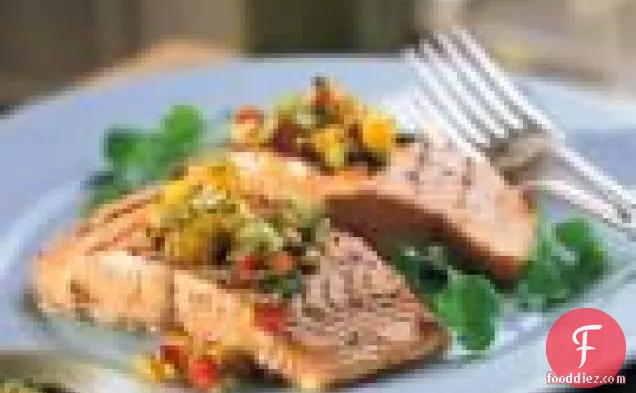 Grilled Salmon Fillets With Mango-cucumber Salsa
