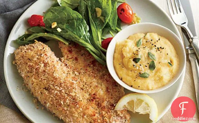 Oven-Fried Tilapia with Cheesy Polenta