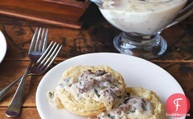 Alabama Cat Head Biscuits with Sausage Gravy