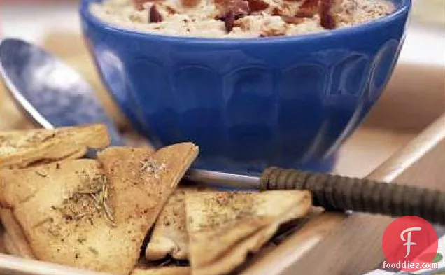 White Bean and Bacon Dip with Rosemary Pita Chips