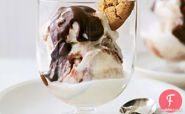 Apple-Butter Ice Cream with Ginger-Chocolate Ganache