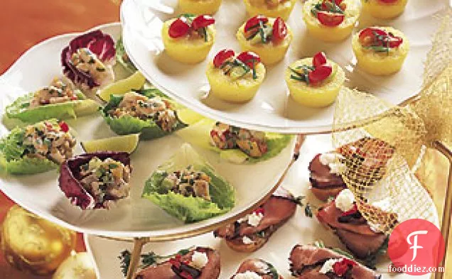 बीफ़ और अरुगुला क्रॉस्टिनी को जैतून-लाल मिर्च के स्वाद के साथ भूनें