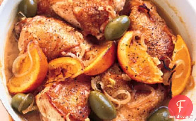 Chicken with Green Olives, Orange, and Sherry
