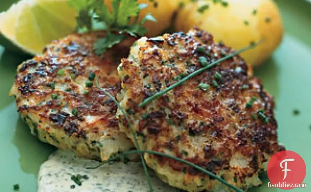 Scallop Cakes with Cilantro-Lime Mayonnaise and New Potatoes
