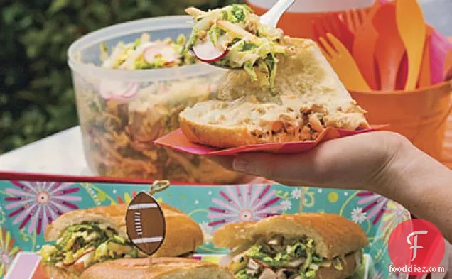 Chopped Chicken Sandwich With Crunchy Pecan Slaw