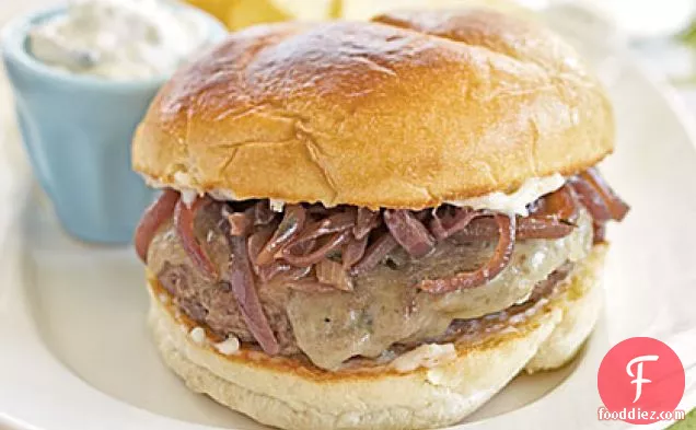 Cheddar Burgers with Red Onion Jam