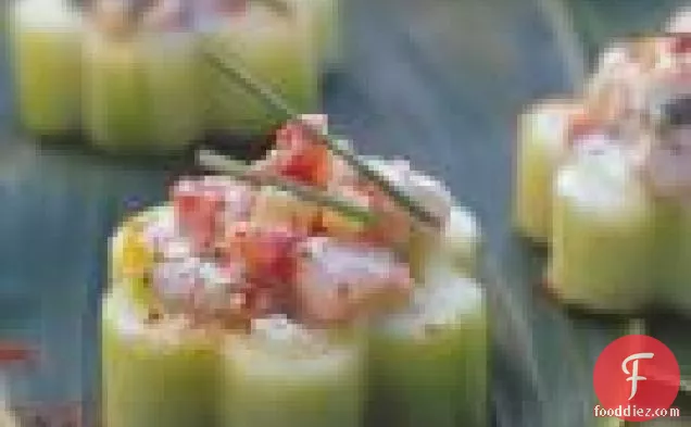 Shrimp Ceviche In Cucumber Cups