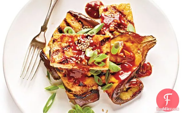 Grilled Eggplant and Tofu Steaks with Sticky Hoisin Glaze