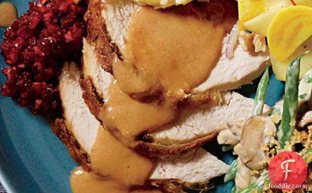 Oil-Basted Parmesan Turkey with Walnut Gravy