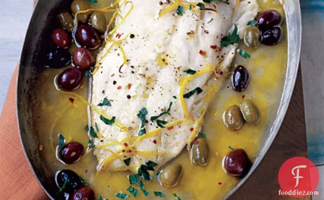 Roasted Pacific Cod with Olives and Lemon