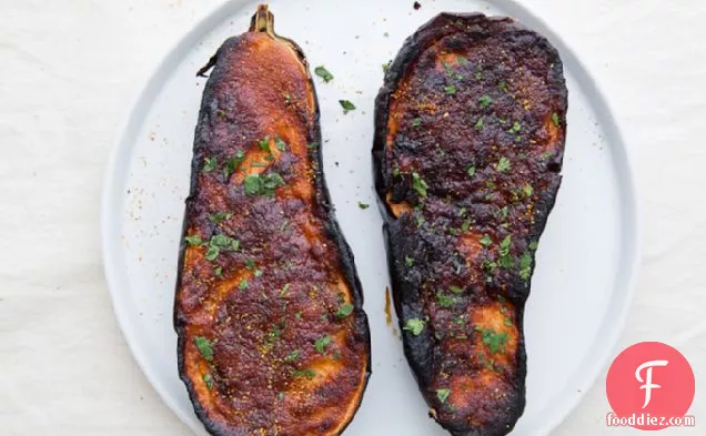 Roasted Eggplant With Miso Lime Dressing