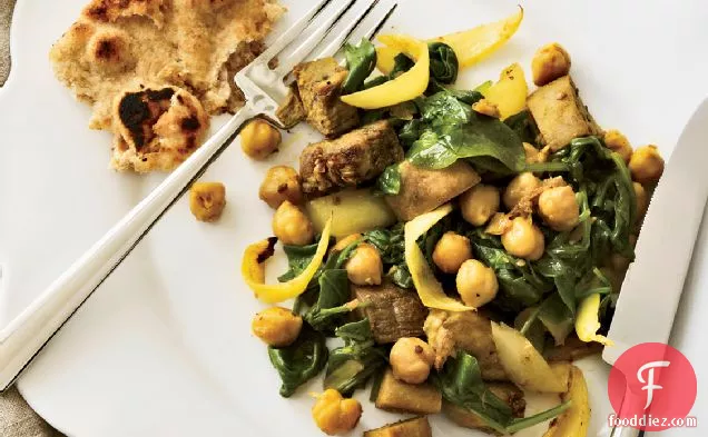 Curried Eggplant with Chickpeas and Spinach