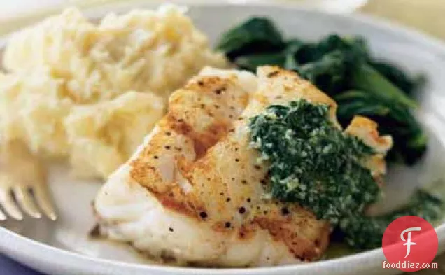 Pan-Seared Cod with Basil Sauce