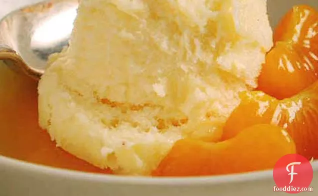 White Chocolate Sorbet with Warm Clementine Sauce