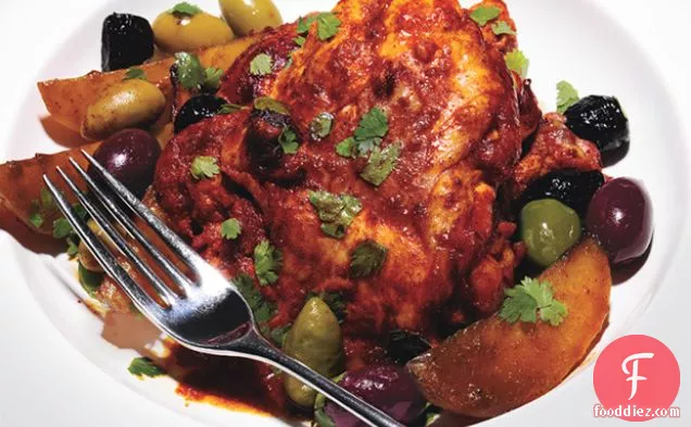 Roasted Chili-Citrus Chicken Thighs with Mixed Olives and Potatoes