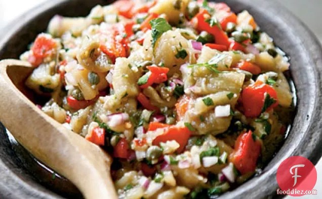 Eggplant with Capers and Red Peppers