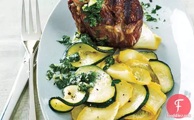 Grilled Lamb Chops with Roasted Summer Squash and Chimichurri