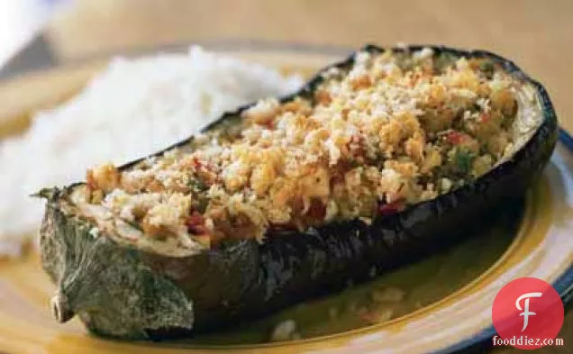 Baked Eggplant with Savory Cheese Stuffing
