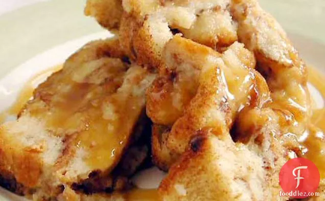 Cinnamon Bread Puddings with Caramel Syrup