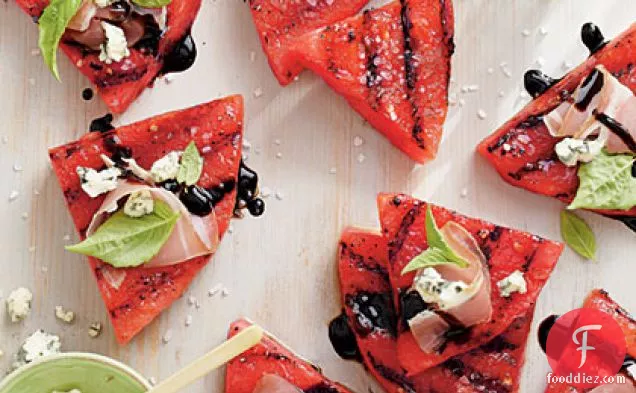 Grilled Watermelon with Blue Cheese and Prosciutto