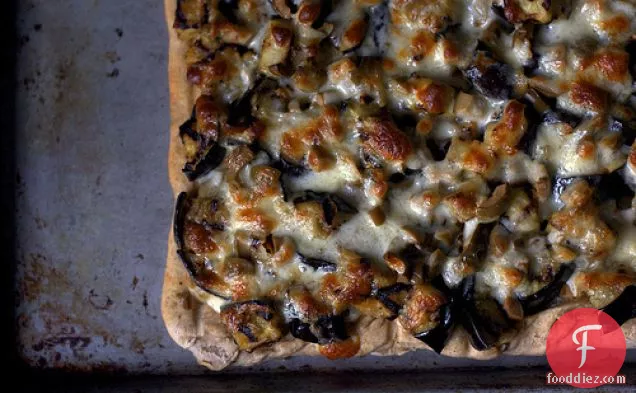 Grilled Eggplant And Olive Pizza