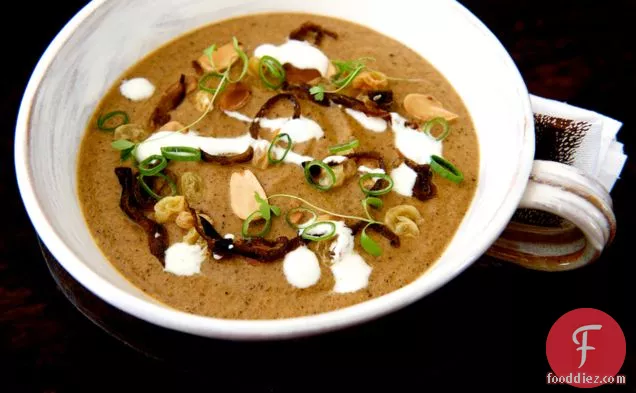 Turkish Inspired Aubergine Soup With Dry Toasted Almonds