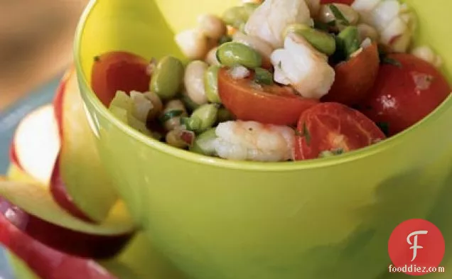 Edamame and Bean Salad with Shrimp and Fresh Salsa