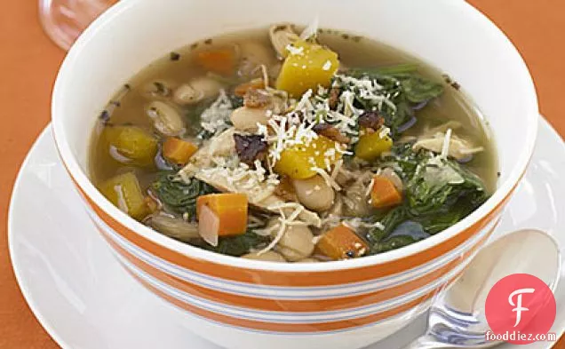 Tuscan Chicken, Bean and Spinach Soup