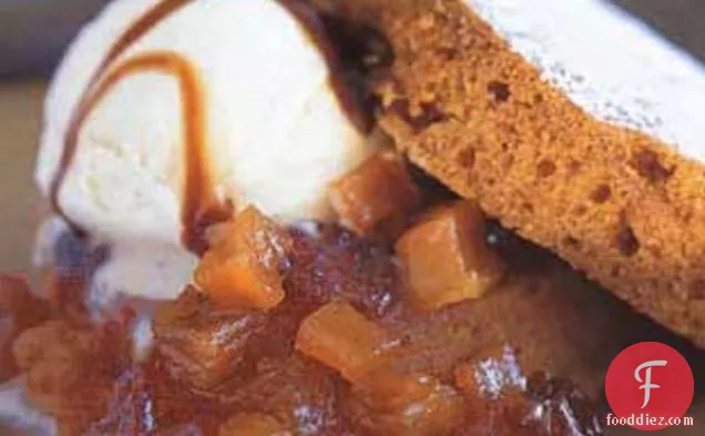 Pumpkin Cake with Sage Ice Cream and Pumpkin Cherry Compote