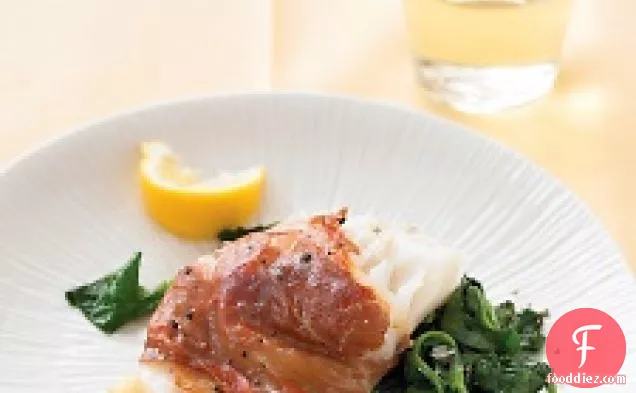 Prosciutto-wrapped Cod With Lemony Spinach