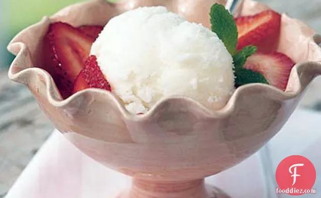 Buttermilk Sorbet with Strawberries