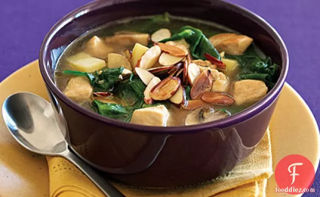 Chicken Soup with Saffron and Almonds