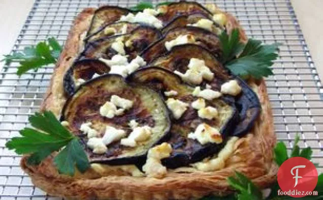 Roasted Eggplant Tart, With Caramelized Onions And Chèvre