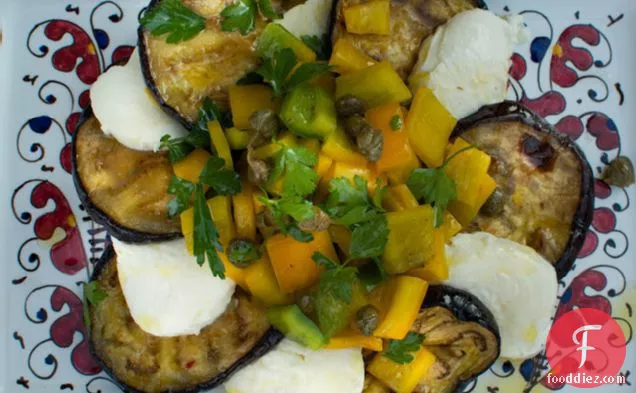 Grilled Eggplant, Mozzarella, Yellow Peppers & Capers