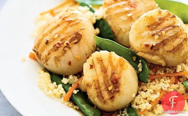 Glazed Scallops With Couscous
