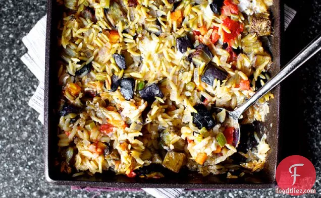 Baked Orzo With Eggplant And Mozzarella