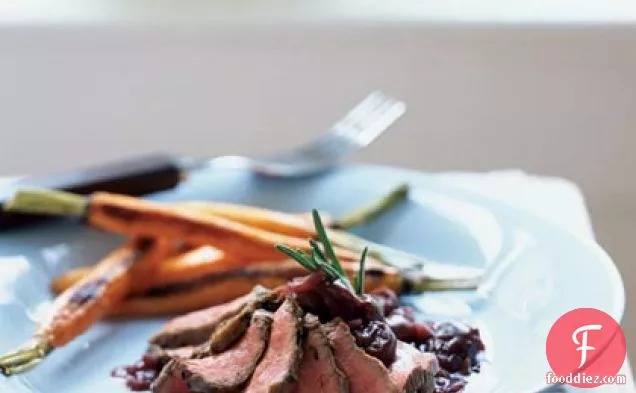 Rosemary Salt-Crusted Venison with Cherry-Cabernet Sauce