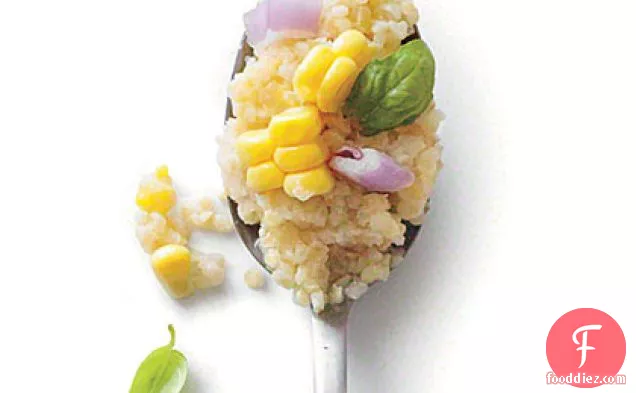 Grits-Style Bulgur with Corn-Basil Relish